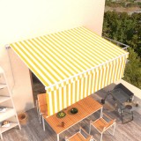 VidaXL Copertină retractabilă manual cu stor, galben&amp;alb, 4x3 m