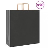 VidaXL Pungi de h&acirc;rtie 50 buc cu m&acirc;nere negre 45x17x48 cm