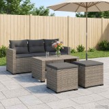 vidaXL Puf de grădină cu pernă 2 pcs Gri poliratan 42026872