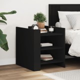 Noptiera Gossi Neagra 45x50x50 cm Lemn Prelucrat 2 Compartimente