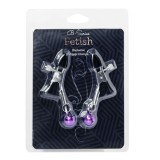 Clesti Sfarcuri Fetish B-Series Metal Reglabili cu Clopotel Violet, 7.5 cm