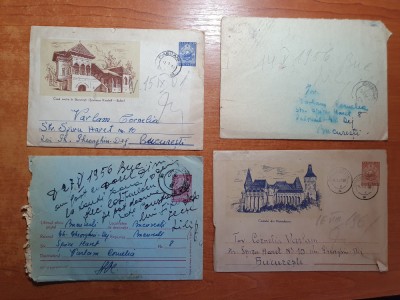 lot 15 - 4 plicuri circulate prin posta -in toate sunt si scrisori-anii &amp;#039;50 -&amp;#039;60 foto