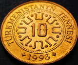 Moneda exotica 10 TENNESI - TURKMENISTAN, anul 1993 * cod 2851 B = UNC