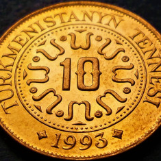 Moneda exotica 10 TENNESI - TURKMENISTAN, anul 1993 * cod 2851 B = UNC