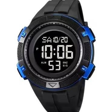 Ceas de mana barbatesc Skmei Casual Digital Lumina de fundal Sport Afisare data Alarma Negru Albastru foto