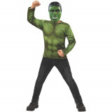 Kit costum Hulk Avengers Endgame, bluza si masca pentru copii 3-4 ani 100-110 cm