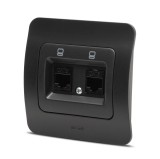 Priză date 2xRJ45 Cat6e negru mat Jazz - ELBI