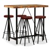 VidaXL Set mobilier bar, 5 piese lemn masiv reciclat și piele naturală 275142