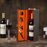 Set Cutie de vin Deluxe, pentru 1 sticla, cu accesorii de vin incluse, interior oranj