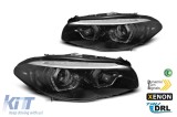 Kit de faruri xenon de tuning potrivit pentru BMW Seria 5 F10, F11 2010-2013 cu baza neagra, stanga si dreapta pentru modelele cu functia AFS Performa