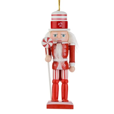 Decorațiune Crăciun Lemn, Soldat Ornament Suspendabil, Uniformă Roșie și Albă, &amp;Icirc;nălțime 13cm foto