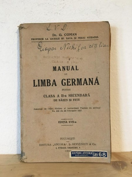 G. Coman - Manual de Limba Germana pentru clasa a II-a secundara. Editia a XVII-a