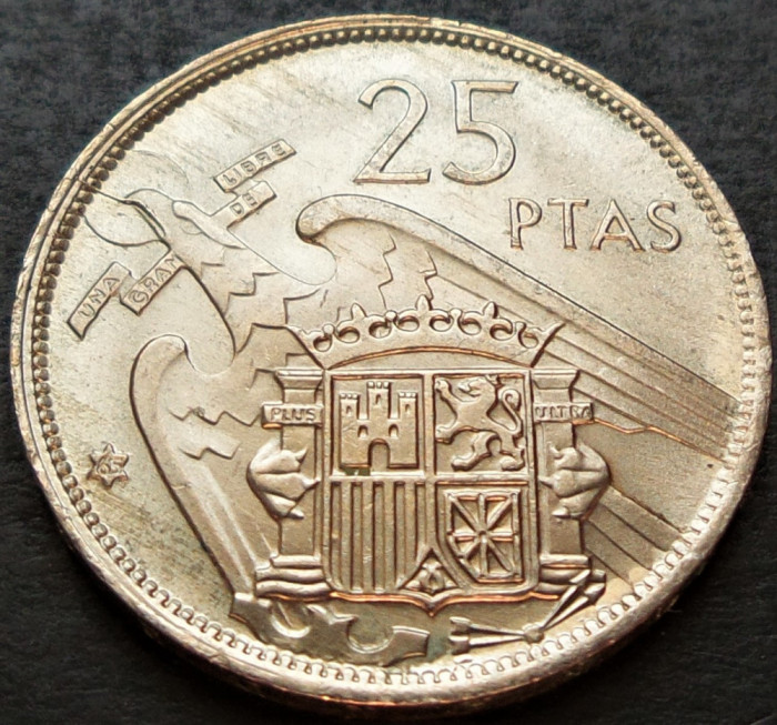Moneda 25 PESETAS - SPANIA, anul 1965 (58) *cod 2095 A = UNC
