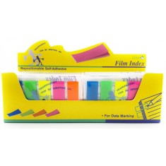 Set 24 stick index plastic transparent neon 45x12mm, 5 culori x 25 file, Hopax