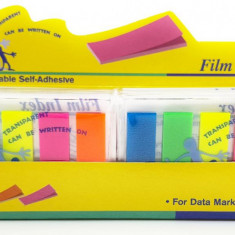 Set 24 stick index plastic transparent neon 45x12mm, 5 culori x 25 file, Hopax