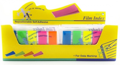 Set 24 stick index plastic transparent neon 45x12mm, 5 culori x 25 file, Hopax foto
