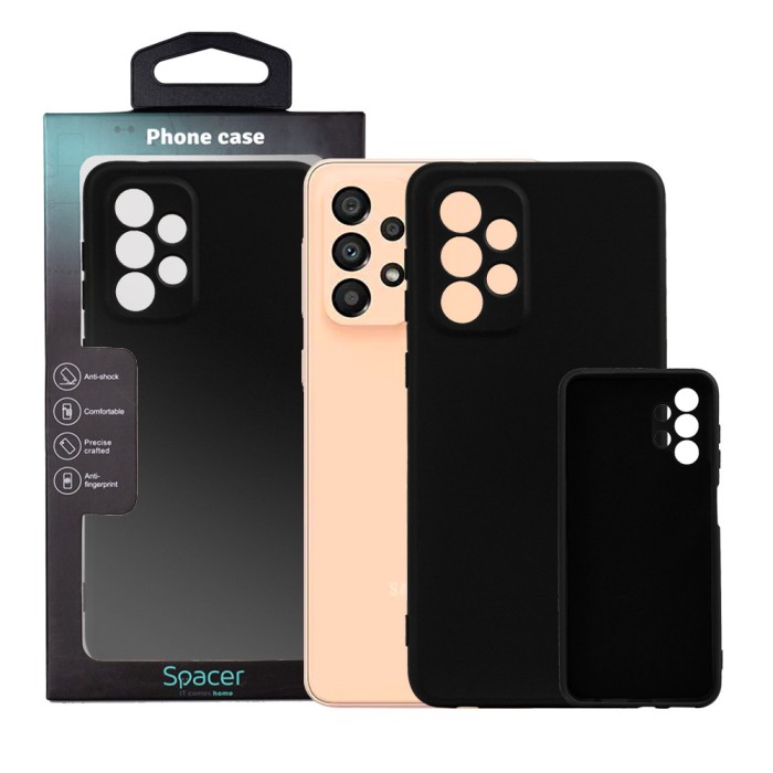 Husa Samsung Galaxy A33 Spacer, negru, grosime 2mm, material flexibil silicon + interior cu microfibra &quot;SPPC-SM-GX-A33-SLK&quot;