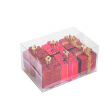 Set decor brad &ndash; cadouri roșii &ndash; 4,5 cm &ndash; 6 buc/set