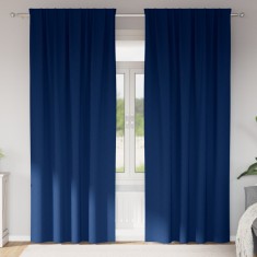 vidaXL Perdele cu perdele 2 pcs Albastru &icirc;nchis 225 x 140 cm Poliester