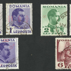 ERORI / VARIETATI ROMANIA CAROL II 1934 / 1935 - 6 Buc. CIRCULATE