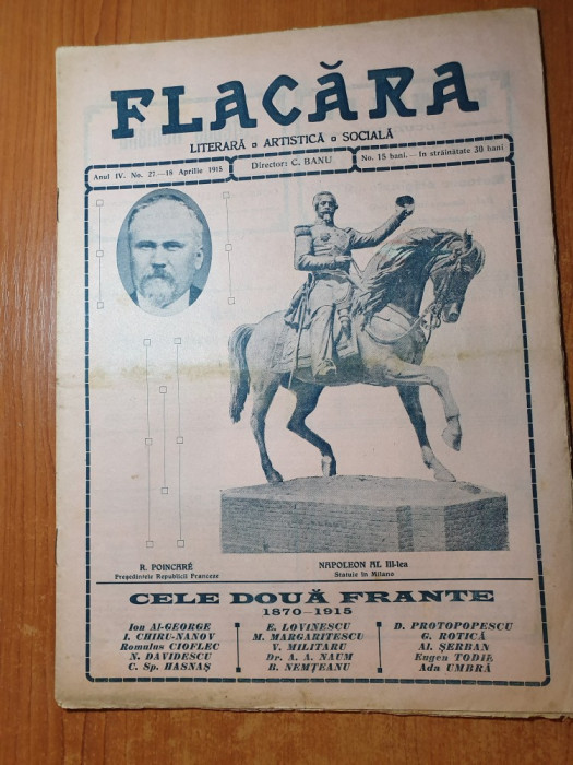 flacara 18 aprilie 1915-articolul &quot;cele 2 frante&quot; , eugen lovinescu