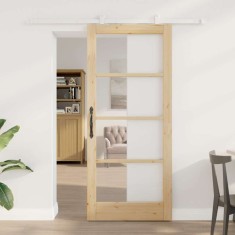 vidaXL Ușă glisantă Manual ORKDAL Maro 86 x 198.5 cm Lemn și metal 3332059