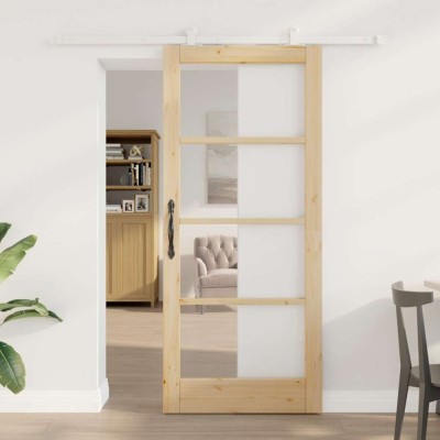 vidaXL Ușă glisantă Manual ORKDAL Maro 86 x 198.5 cm Lemn și metal 3332059 foto