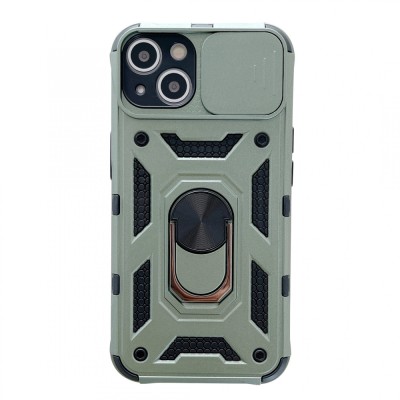 Husa de protectie Flippy compatibila cu Apple iPhone 13 Defender Model 4 cu suport,Verde foto