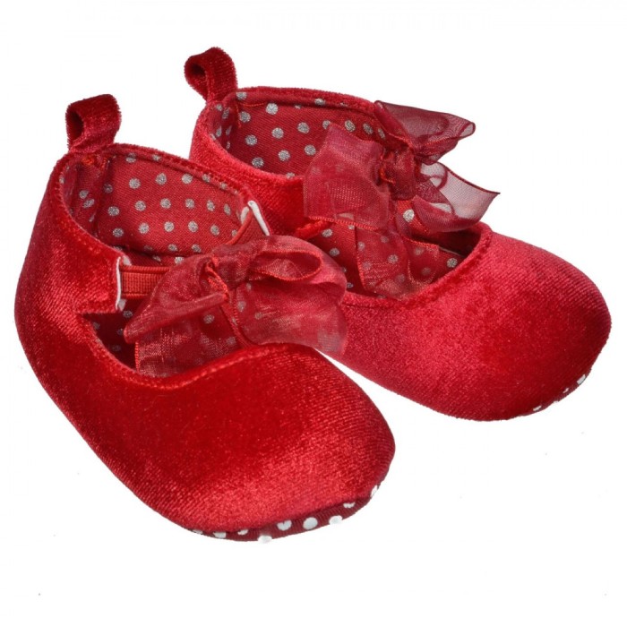 Pantofi Bebelusi, Baretta, Rosu Catifelat, Fundita Rosie