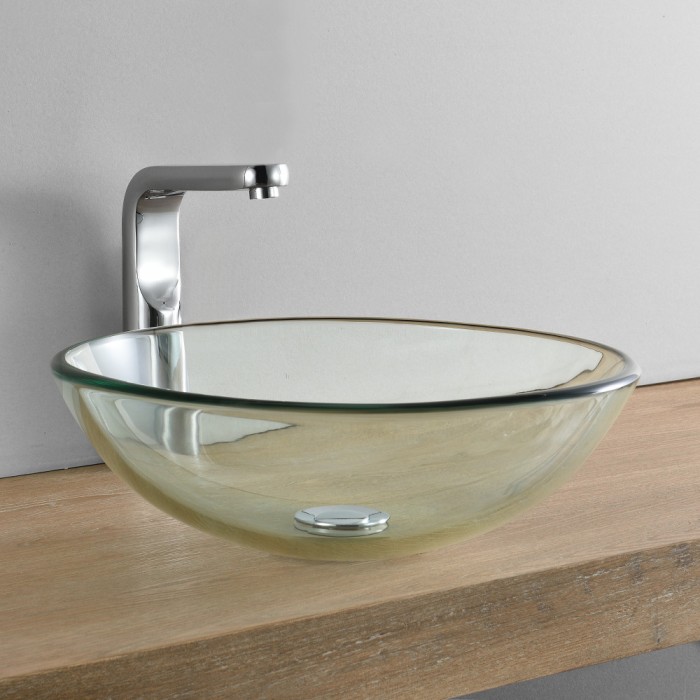 Chiuveta rotunda de blat Kiwa 42 x 42 x 13,8 cm sticla transparent [neu.haus] HausGarden Leisure