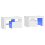 Cumpara ieftin Noptiere cu lumini LED, 2 buc., alb, 70x36,5x40 cm