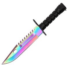 Cutit de vanatoare IdeallStore&reg;, Rainbow Rambo, 32.5 cm, multicolor, teaca inclusa