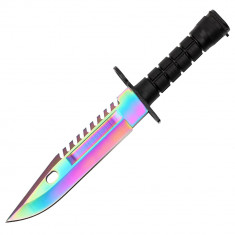 Cutit de vanatoare IdeallStore®, Rainbow Rambo, 32.5 cm, multicolor, teaca inclusa