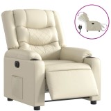Cumpara ieftin Fotoliu rabatabil electric, crem, piele ecologica