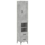 Cumpara ieftin Dulap inalt, gri beton, 34,5x34x180 cm, lemn prelucrat