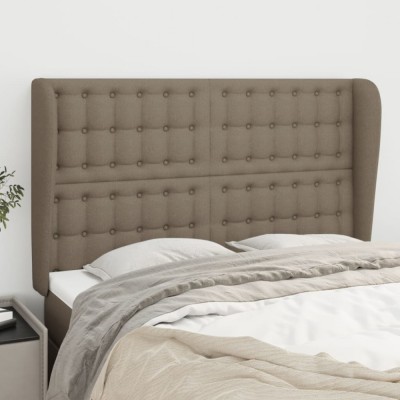 vidaXL Tăblie de pat cu aripioare gri taupe 147x23x118/128 cm textil 3118392 foto
