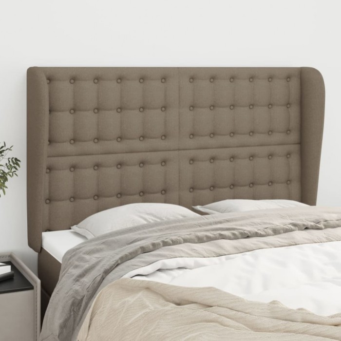 vidaXL Tăblie de pat cu aripioare gri taupe 147x23x118/128 cm textil 3118392