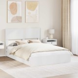 vidaXL Cadru de pat cu depozitare și tăblie Alb 160 x 200 cm 3414365