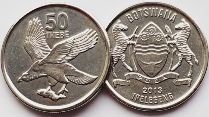 1758 Botswana 50 thebe 2013 African fish eagle km 34 UNC