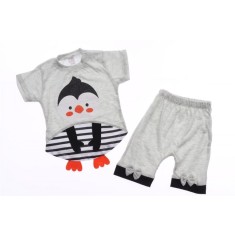 Compleu Tricou si Pantalonas Scurt Pinguin bebelusi 6-24 luni