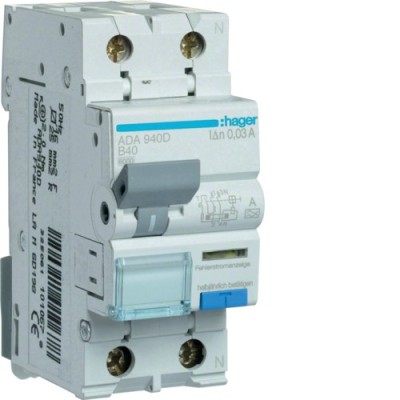 Diferential RCBO 40A 1P+N 30mA 6Ka B tip A Hager ADA940D foto