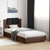 VidaXL Cadru de pat cu tăblie și lumini LED, stejar maro, 100x200 cm 3210030