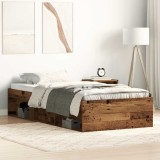 VidaXL Cadru de pat fără saltea Lemn vechi 75x190 cm Lemn prelucrat