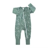 Cumpara ieftin Salopeta pijama Edman bebe/copii Shapes cu maneca lunga, fermoar reversibil, bumbac, 12-18 luni, Verde