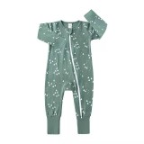 Cumpara ieftin Salopeta pijama Edman bebe/copii Shapes cu maneca lunga, fermoar reversibil, bumbac, 6-12 luni, Verde