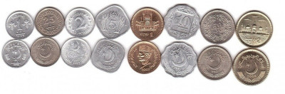 PAKISTAN █ SET DE MONEDE █ 1+2+5+10+25+50 Paisa + 1+2 Rupees █ 1967-2005 █ UNC foto