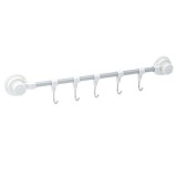 Cuier de baie/bucatarie cu ventuze si 5 carlige, 40 cm, M Deco