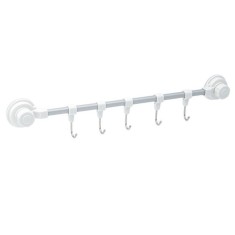 Cuier de baie/bucatarie cu ventuze si 5 carlige, 40 cm, M Deco foto