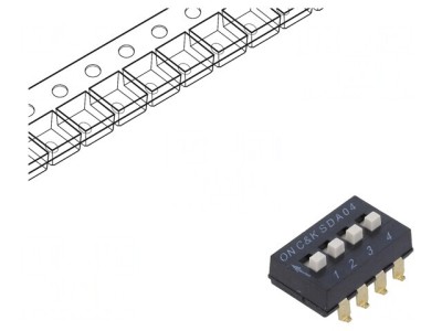 Comutator DIP-SWITCH 4 Secțiuni OFF-ON 0.025A 24VDC foto
