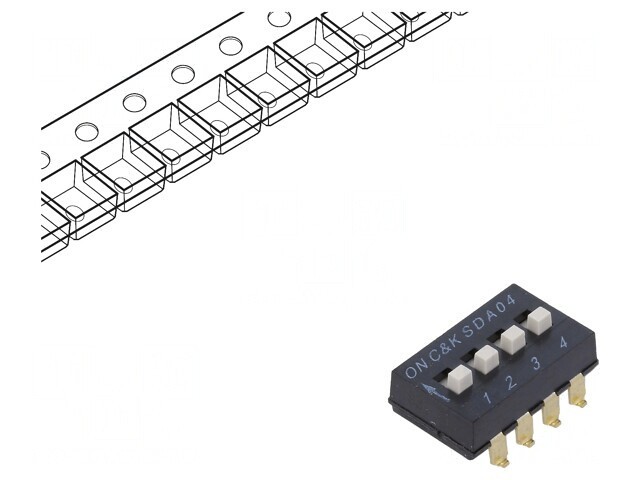 Comutator DIP-SWITCH 4 Secțiuni OFF-ON 0.025A 24VDC